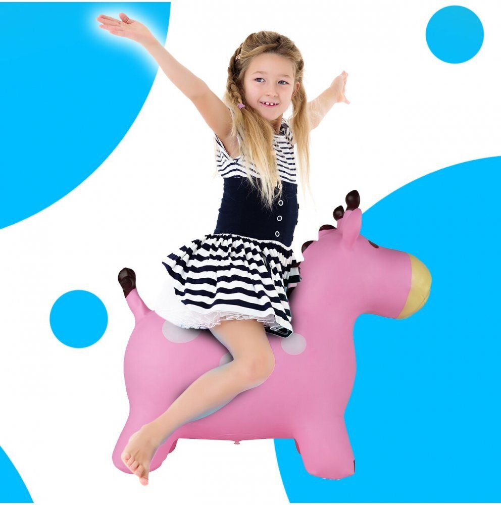 MalPlay Jucarie gonflabila din cauciuc de sarit pentru copii cu pompa inclusa utilizare versatila portabila dimensiune 46 x 55 x 25 cm pink giraffe