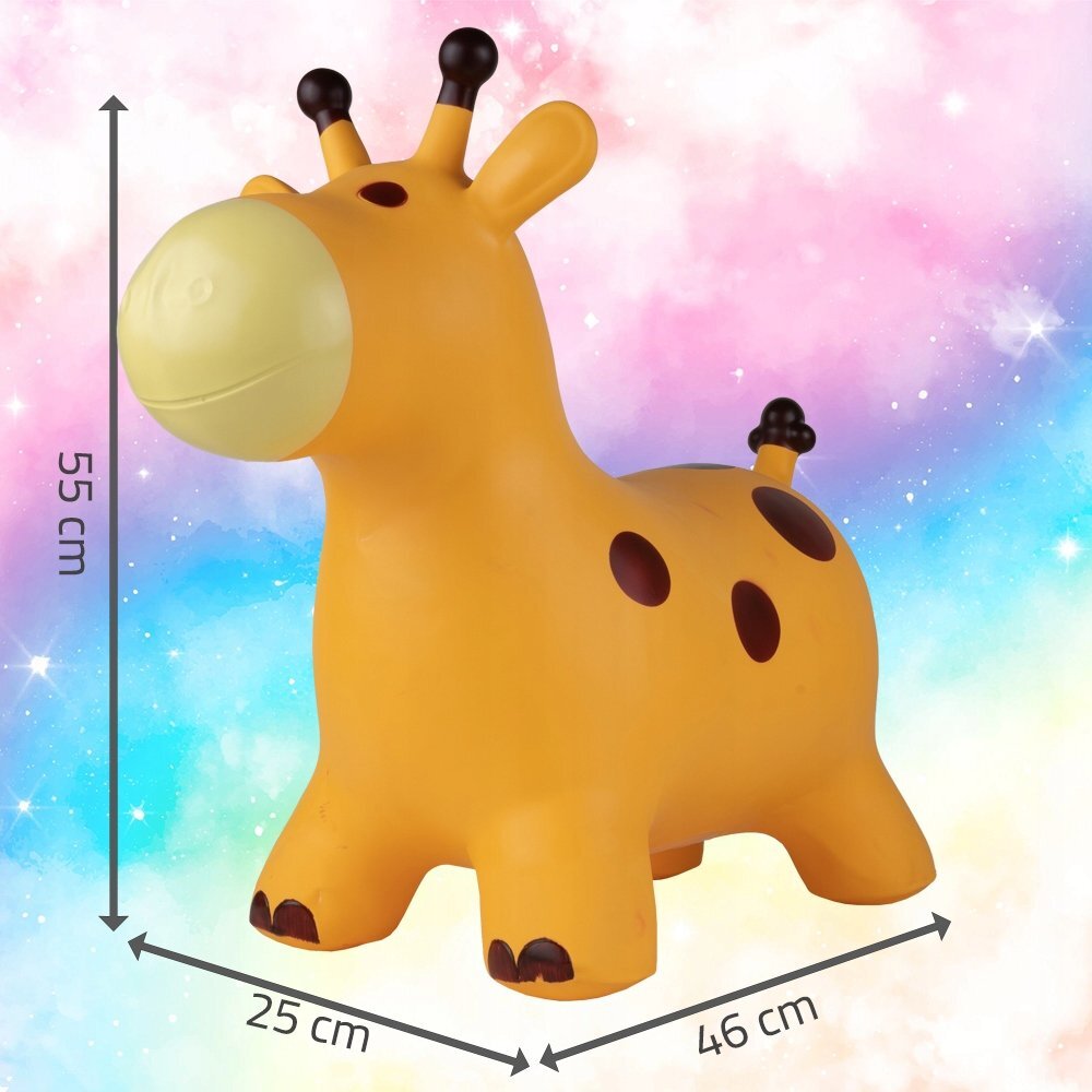 MalPlay Jucarie gonflabila din cauciuc de sarit pentru copii cu pompa inclusa utilizare versatila portabila dimensiune 46 x 55 x 25 cm yellow giraffe