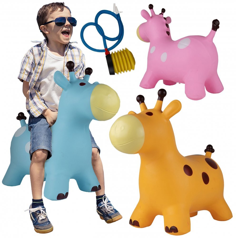 MalPlay Jucarie gonflabila din cauciuc de sarit pentru copii cu pompa inclusa utilizare versatila portabila dimensiune 46 x 55 x 25 cm yellow giraffe