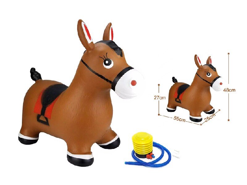 MalPlay Jucarie gonflabila pentru copii Brown Horse din cauciuc rezistent cu pompa inclusa dimensiune 55 x 48 x 27 cm