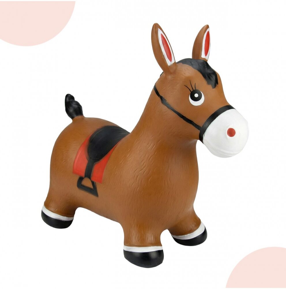 MalPlay Jucarie gonflabila pentru copii Brown Horse din cauciuc rezistent cu pompa inclusa dimensiune 55 x 48 x 27 cm