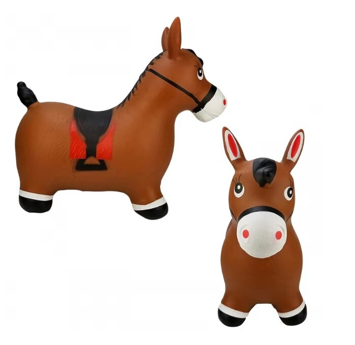 MalPlay Jucarie gonflabila pentru copii Brown Horse din cauciuc rezistent cu pompa inclusa dimensiune 55 x 48 x 27 cm