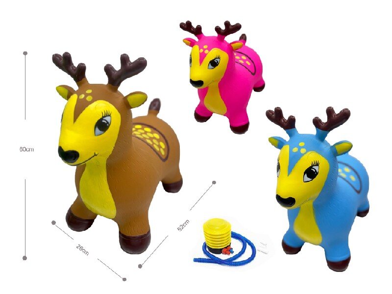 MalPlay Jucarie gonflabila pentru copii Brown Reindeer din cauciuc rezistent cu pompa inclusa dimensiune 50 x 52 x 26 cm