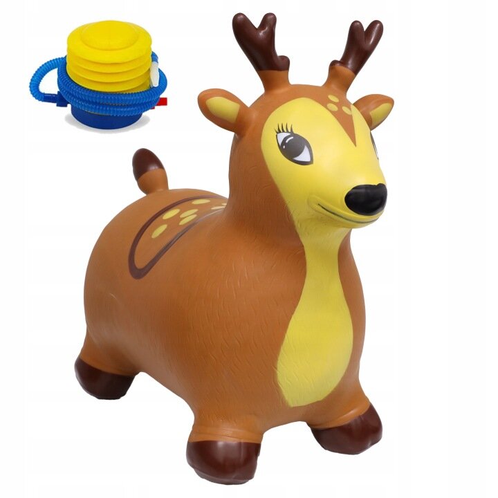 MalPlay Jucarie gonflabila pentru copii Brown Reindeer din cauciuc rezistent cu pompa inclusa dimensiune 50 x 52 x 26 cm