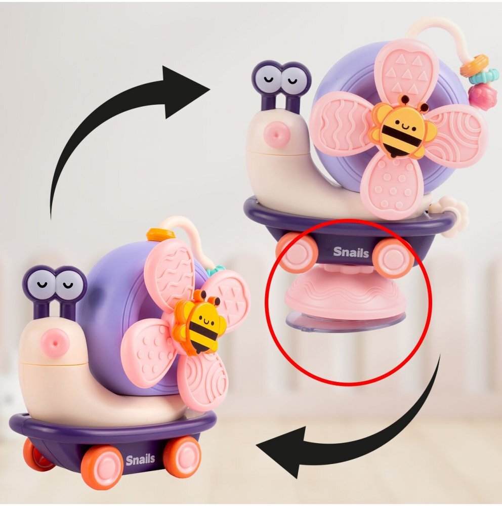 MalPlay Jucarie interactiva pentru copii Funny Snail fixare cu ventuza dimensiune 16.5 x 12.5 x 8 cm