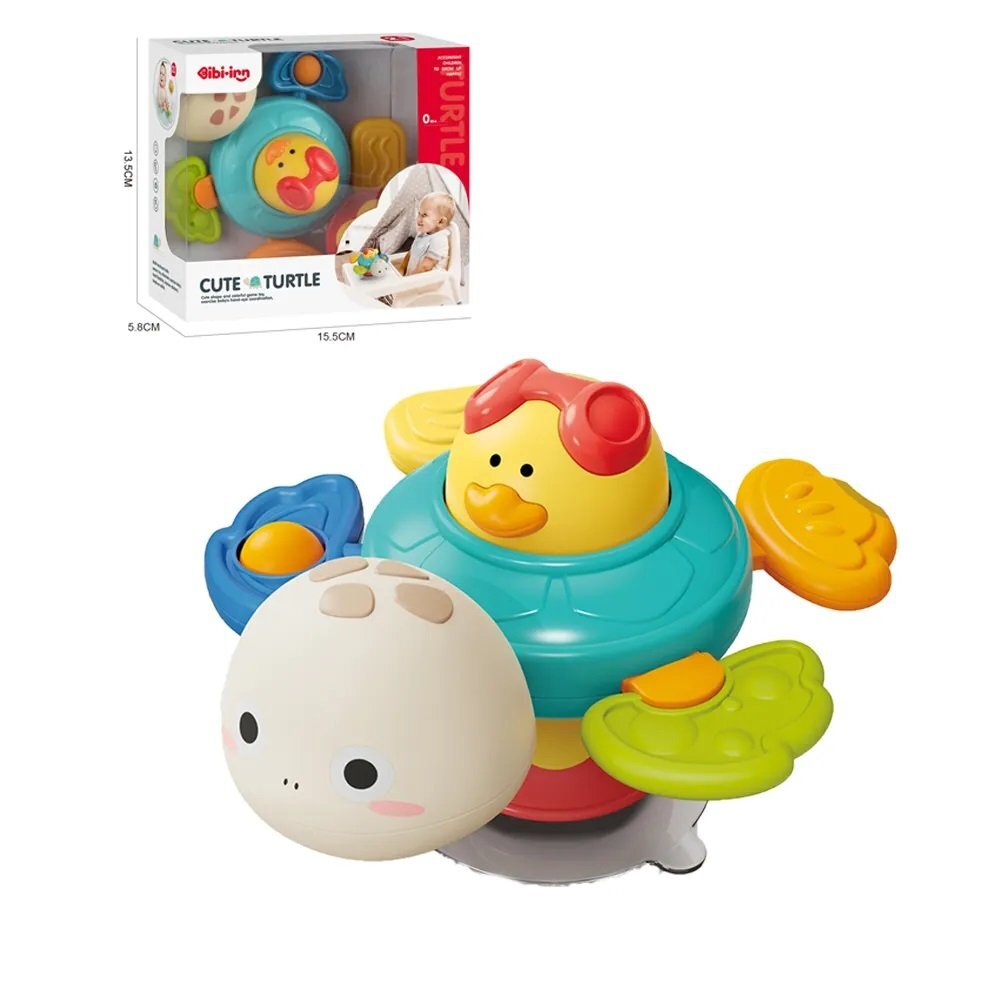 MalPlay Jucarie pentru baie cu ventuza de fixare efecte sonore stimulare senzoriala dimensiune 10 x 12.5 x 15 cm Cute Turtle