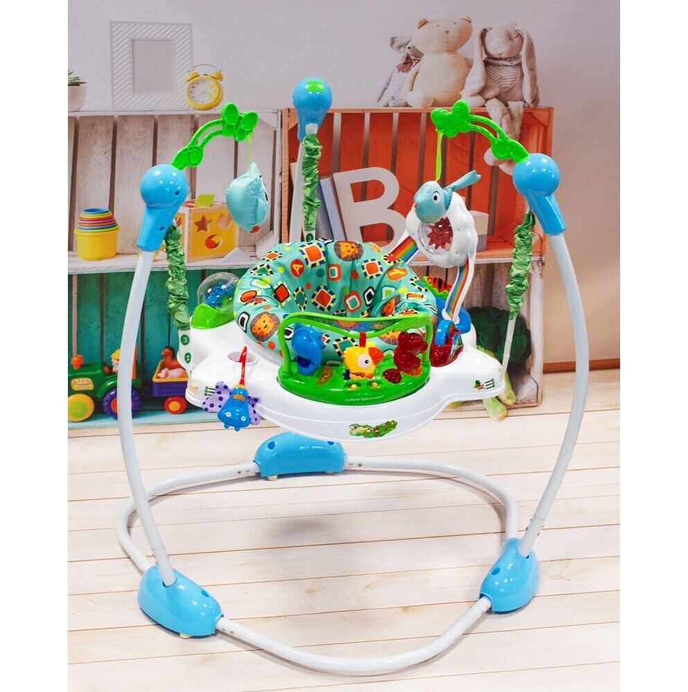 MalPlay Jumper interactiv pentru copii Blue cu sunete lumini si scaun rotativ 360