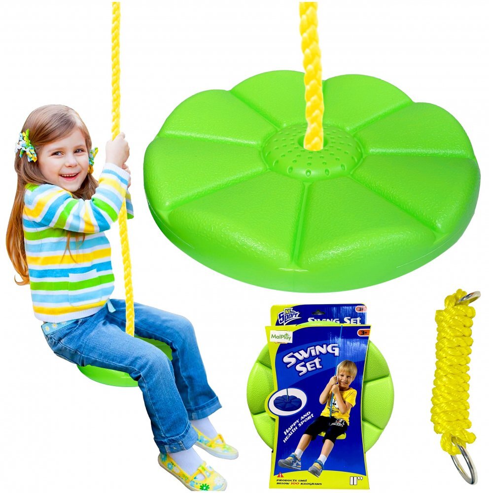 MalPlay Leagan pentru copii diametru disc 27.5cm din plastic funie 210 cm Green Flower