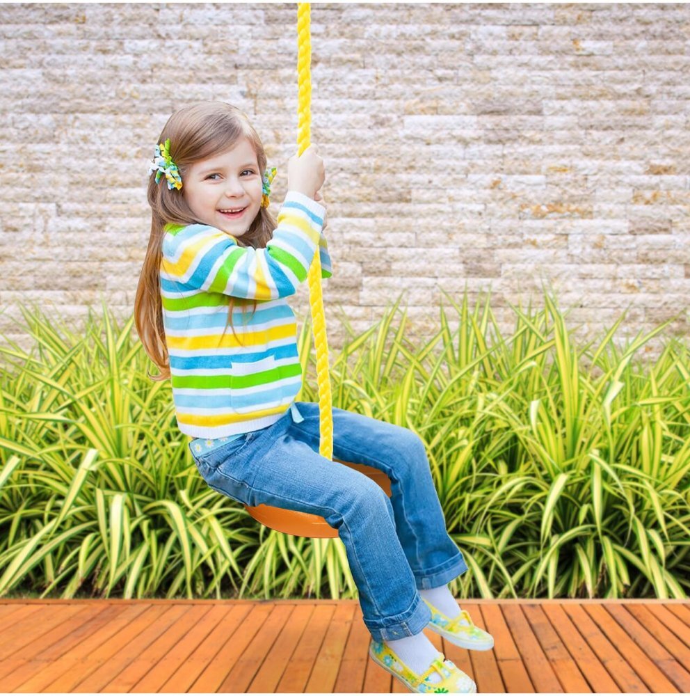 MalPlay Leagan pentru copii diametru disc 27.5cm din plastic funie 210 cm Orange Flower