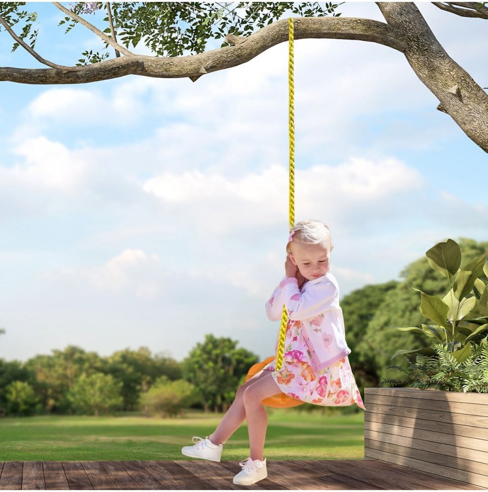 MalPlay Leagan pentru copii diametru disc 27.5cm din plastic funie 210 cm Orange Flower