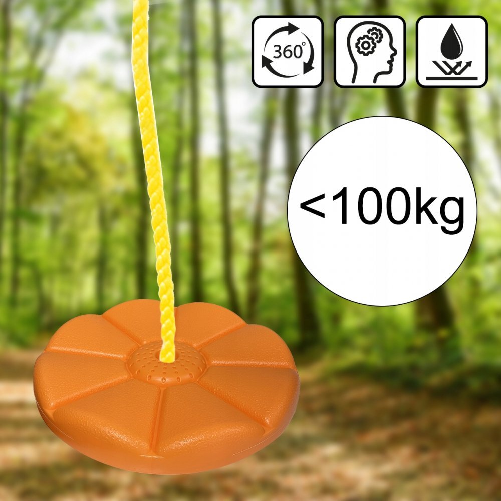 MalPlay Leagan pentru copii diametru disc 27.5cm din plastic funie 210 cm Orange Flower