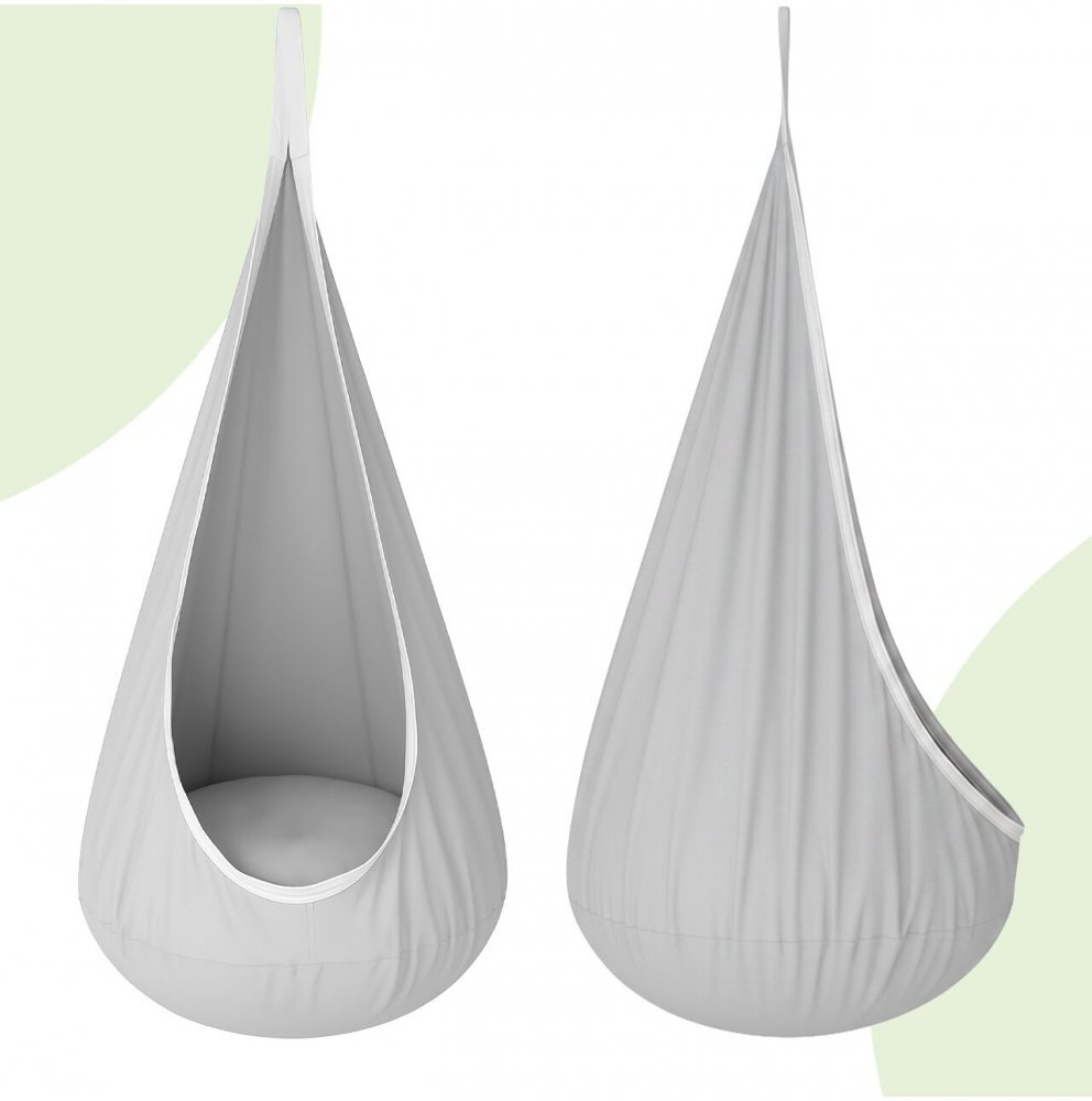 MalPlay Leagan suspendabil tip cocon pentru copii Nesto Grey cu perna gonflabila din PVC maxim 60 kg de la 3 ani dimensiune 70 x 150 cm