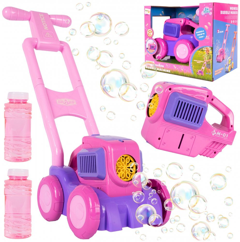 MalPlay Masina de tuns iarba cu Baloane de sapun Pink