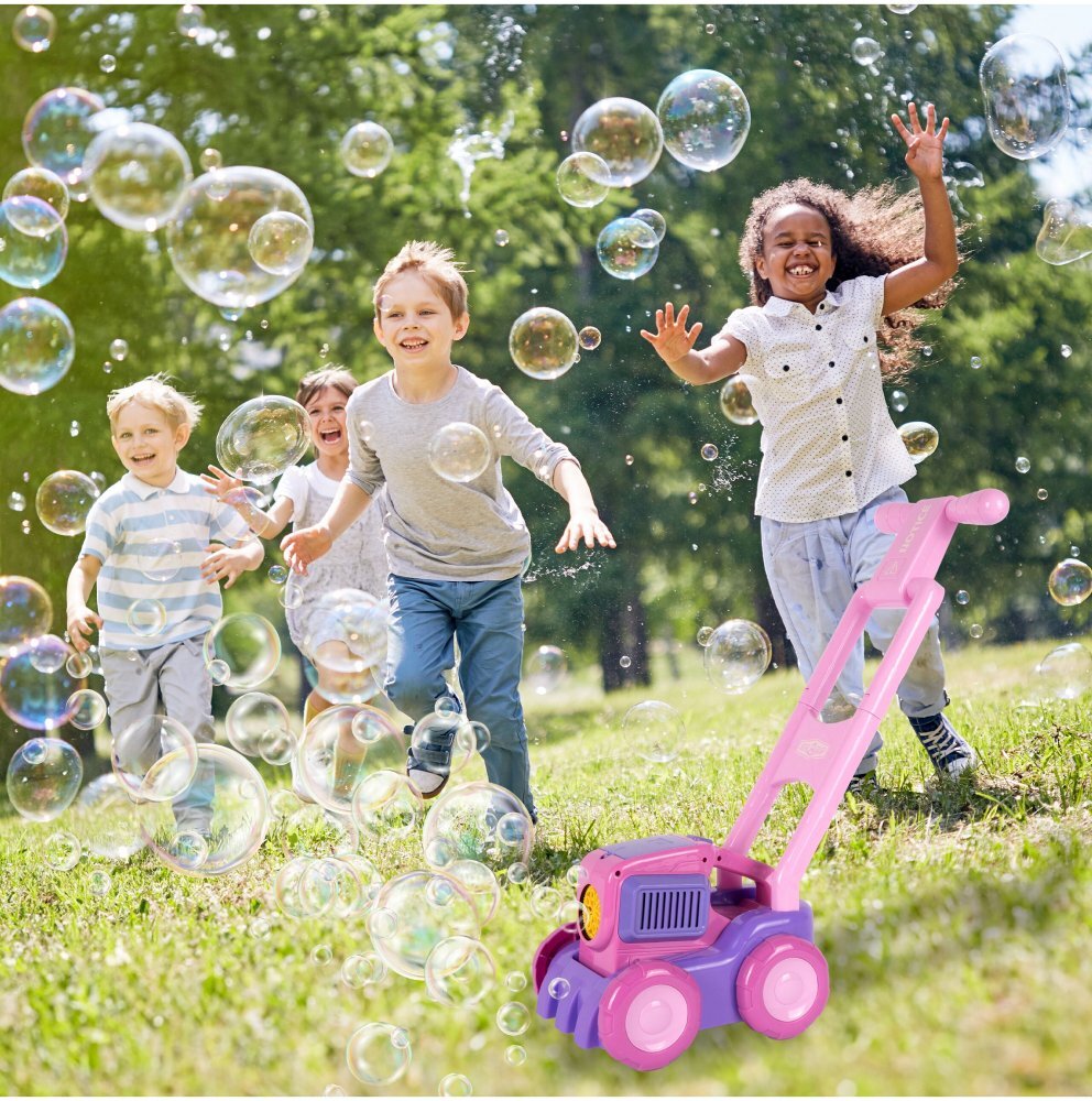 MalPlay Masina de tuns iarba cu Baloane de sapun Pink