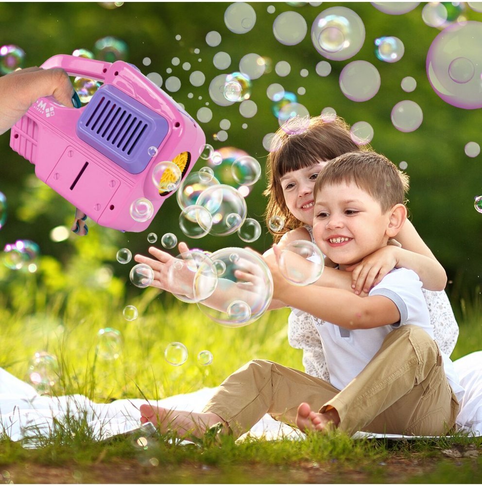 MalPlay Masina de tuns iarba cu Baloane de sapun Pink