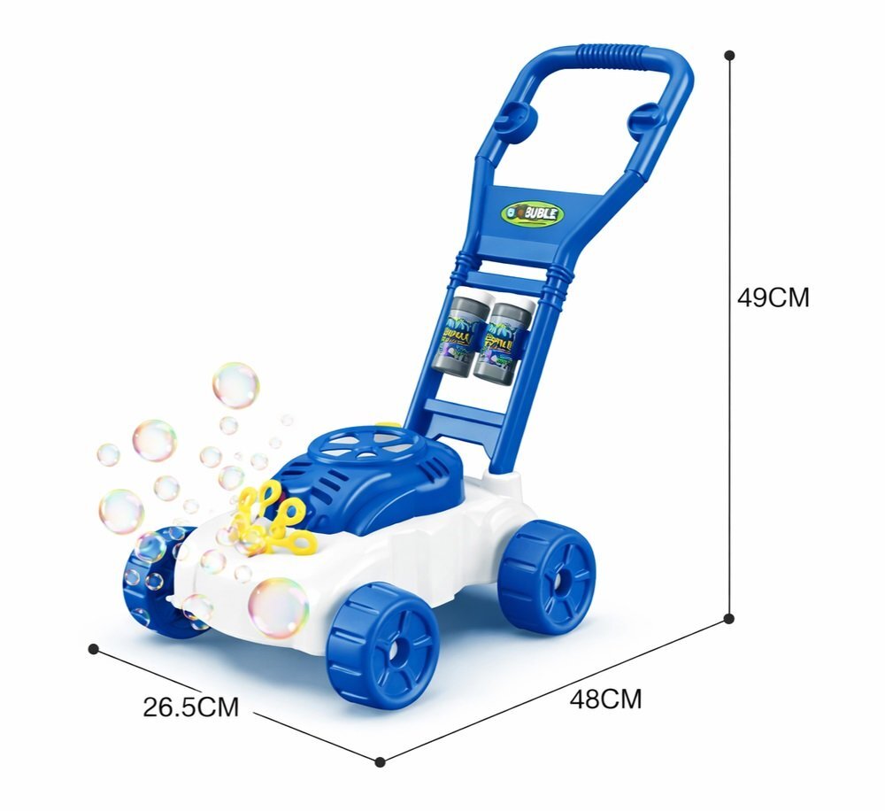 MalPlay Masina de tuns iarba interactiva pentru copii Blue generatoare de baloane din sapun include flacoane cu solutie dimensiune 48 x 26.5 x 49 cm
