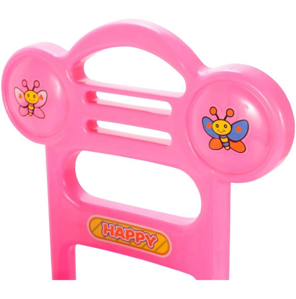 MalPlay Masinuta fara pedale Ride-On cu Pink Butterfly cu 17 melodii spatar inalt spatiu depozitare greutate maxima admisa 20 kg