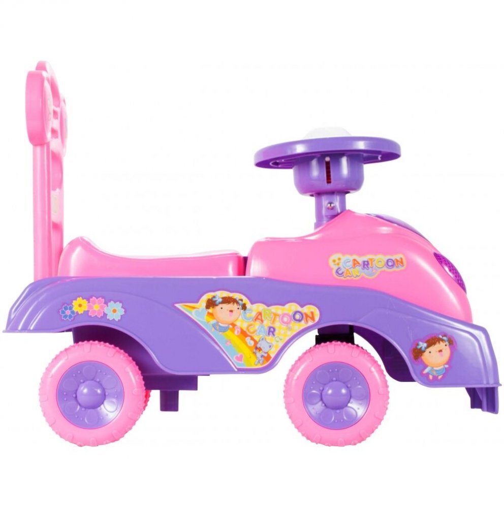 MalPlay Masinuta fara pedale Ride-On cu Pink Butterfly cu 17 melodii spatar inalt spatiu depozitare greutate maxima admisa 20 kg