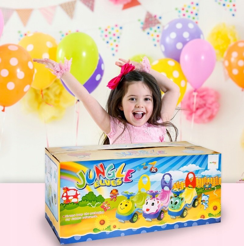 MalPlay Masinuta fara pedale Ride-on Kitty Green cu spatar inalt volan cu claxon sistem antirasturnare de la 18 luni pana la 27 kg