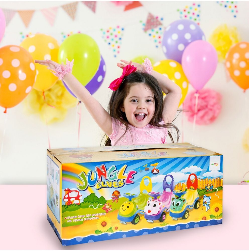 MalPlay Masinuta fara pedale Ride-on Kitty Pink cu spatar inalt volan cu claxon sistem antirasturnare de la 18 luni pana la 27 kg