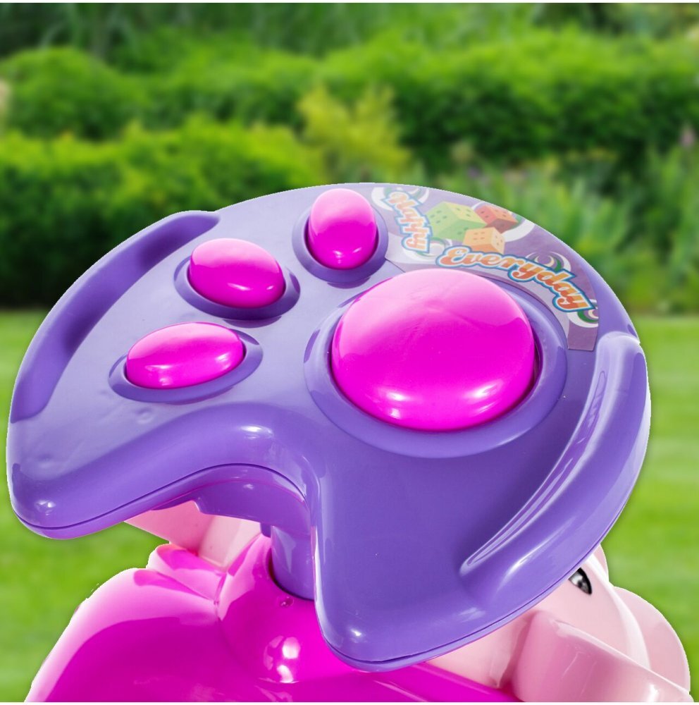 MalPlay Masinuta fara pedale Ride-on Kitty Pink cu spatar inalt volan cu claxon sistem antirasturnare de la 18 luni pana la 27 kg