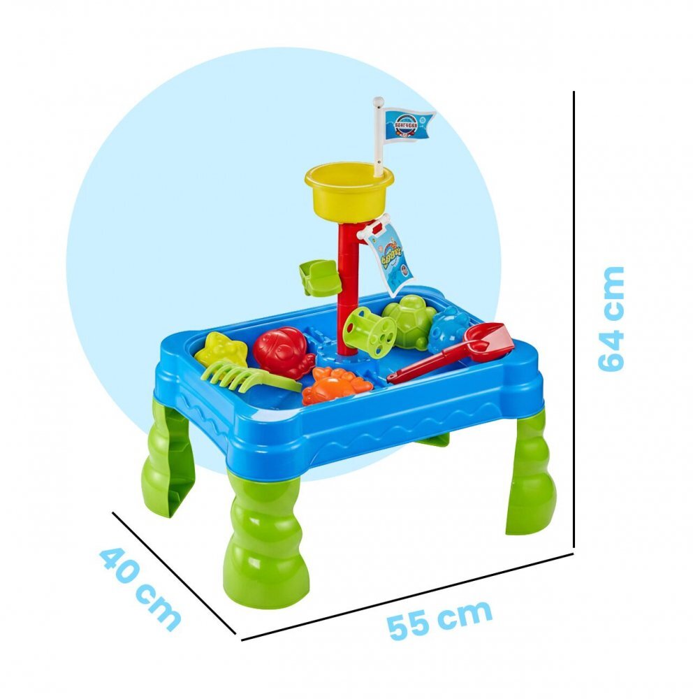 MalPlay Masuta de activitati pentru apa si nisip cu 20 accesorii incluse dimensiune 55 x 40 x 64 cm