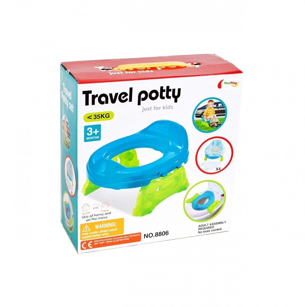MalPlay Olita de calatorie 2 in 1 pentru copii Blue design ergonomic portabila si pliabila 17 x 25 x 27.5 cm