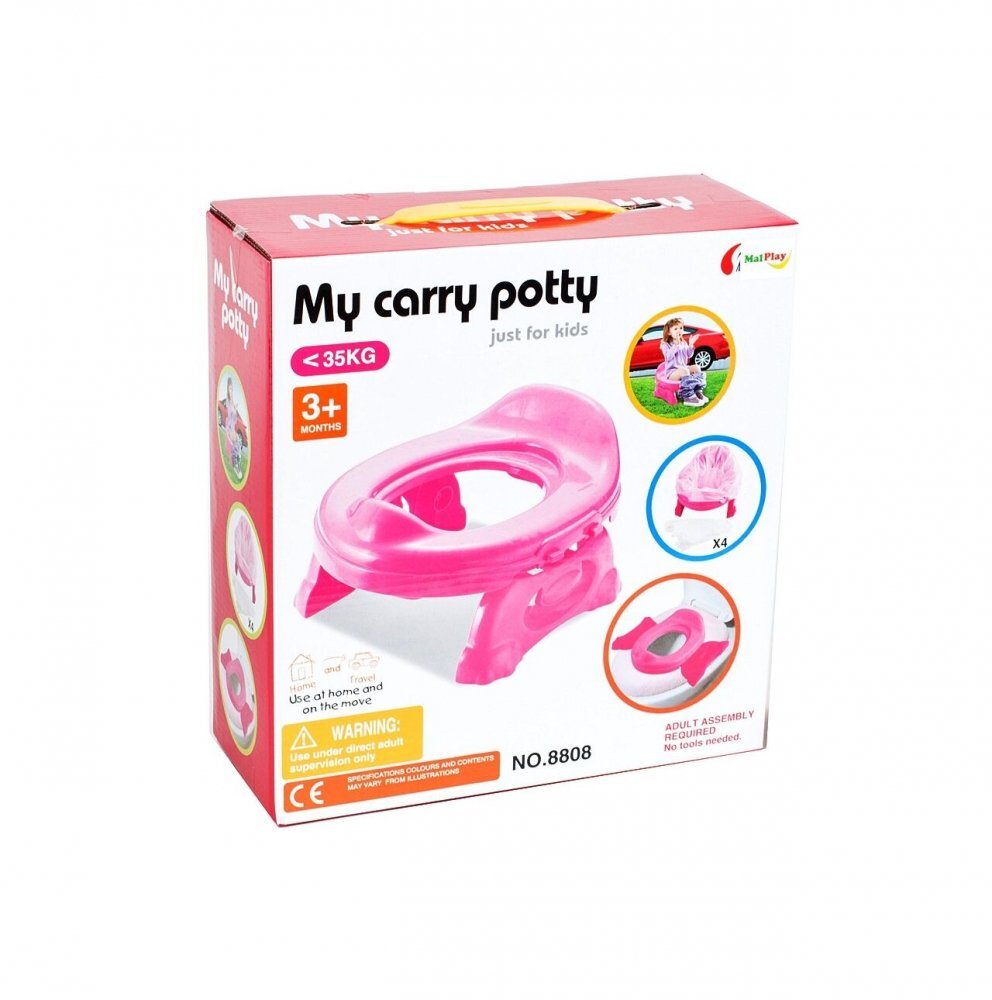 MalPlay Olita de calatorie 2 in 1 pentru copii Pink design ergonomic portabila si pliabila 17 x 25 x 27.5 cm