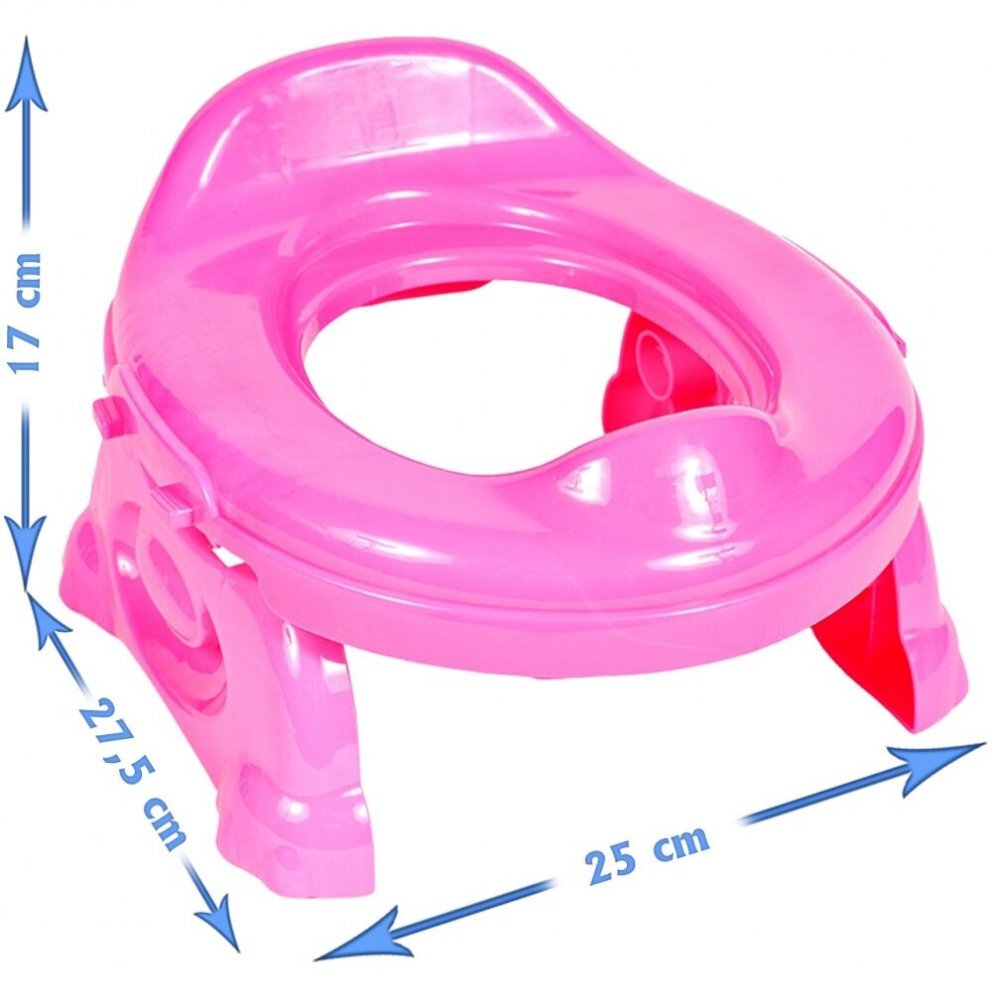 MalPlay Olita de calatorie 2 in 1 pentru copii Pink design ergonomic portabila si pliabila 17 x 25 x 27.5 cm