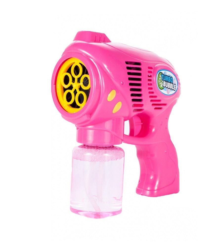 MalPlay Pistol generator baloane de sapun cu baterii 5 orificii randament 10.000 bule in 5 minute 17 x 7 cm Turbo Bubble Pink