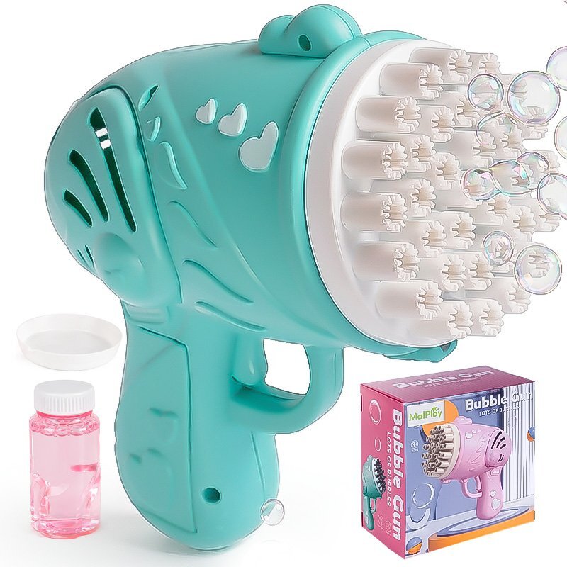MalPlay Pistol generator baloane de sapun pentru copii Green rezerva cu solutie inclusa