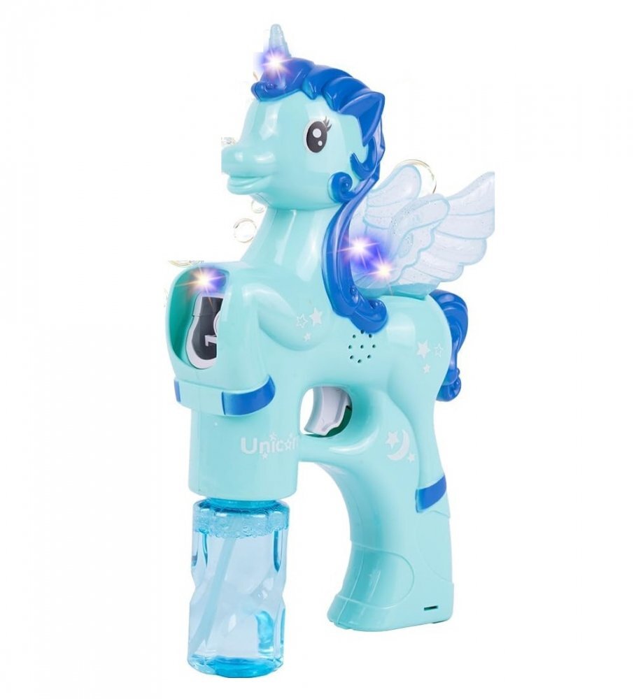 MalPlay Pistol pentru baloane de sapun cu lumini Unicorn Albastru