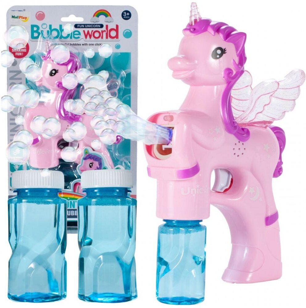 MalPlay Pistol pentru baloane de sapun cu lumini Unicorn Roz