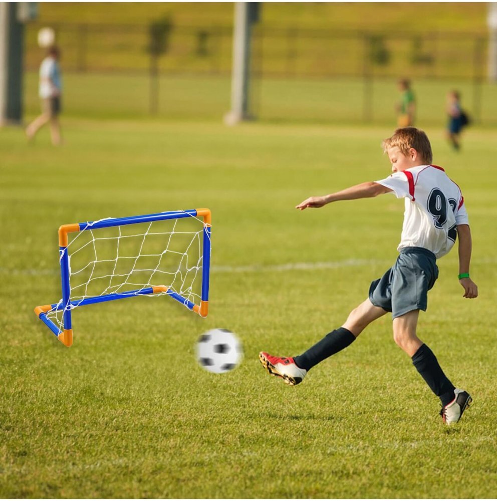 MalPlay Poarta de fotbal 2 in 1 pentru copii cu minge si pompa incluse dimensiune 62.5 x 50.5 x 38 cm