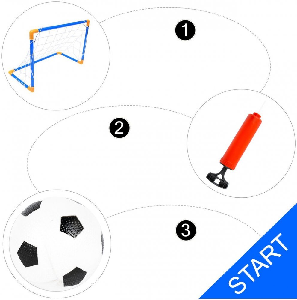 MalPlay Poarta de fotbal 2 in 1 pentru copii cu minge si pompa incluse dimensiune 62.5 x 50.5 x 38 cm