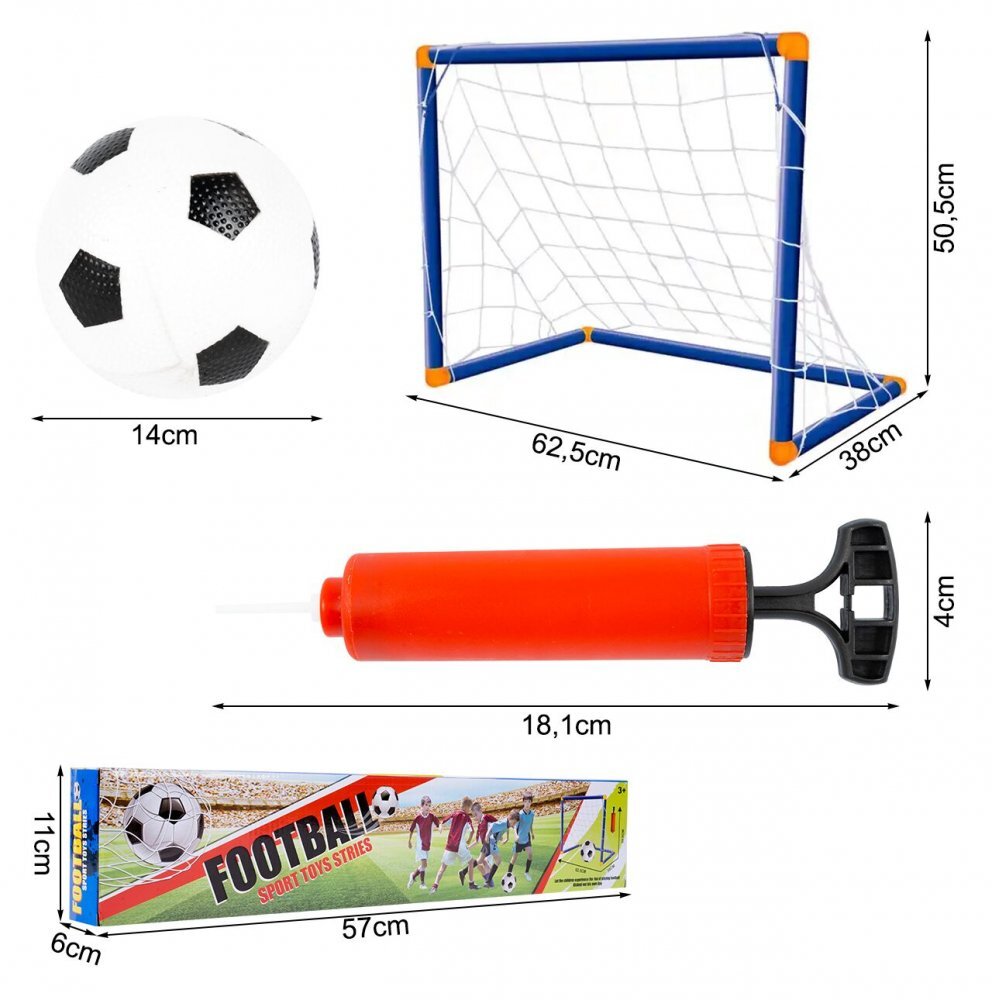 MalPlay Poarta de fotbal 2 in 1 pentru copii cu minge si pompa incluse dimensiune 62.5 x 50.5 x 38 cm