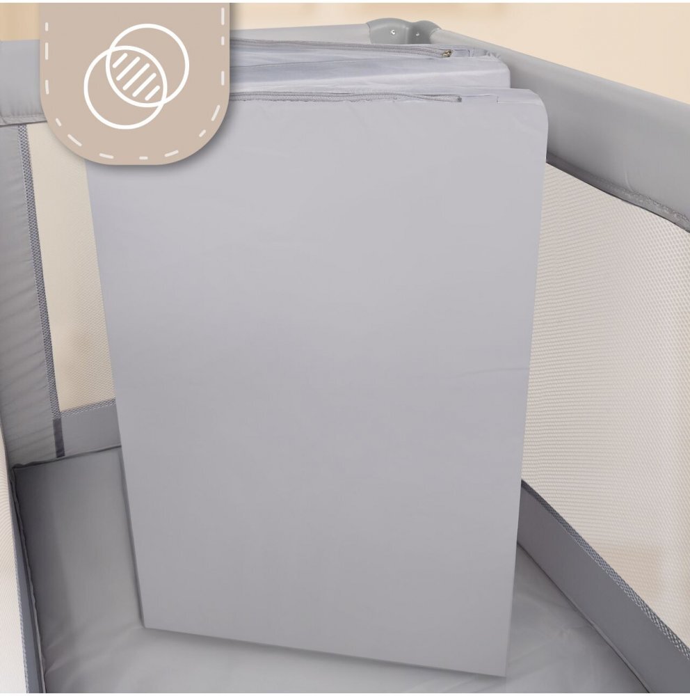 MalPlay Saltea pliabila de calatorie pentru patut copii design pliabil umplutura spuma poliuretanica cu geanta de transport inclusa dimensiune 120x60 cm grey