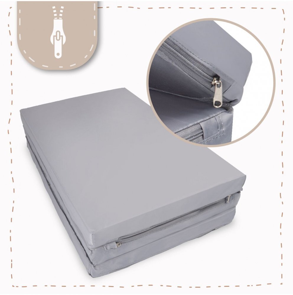 MalPlay Saltea pliabila de calatorie pentru patut copii design pliabil umplutura spuma poliuretanica cu geanta de transport inclusa dimensiune 120x60 cm grey