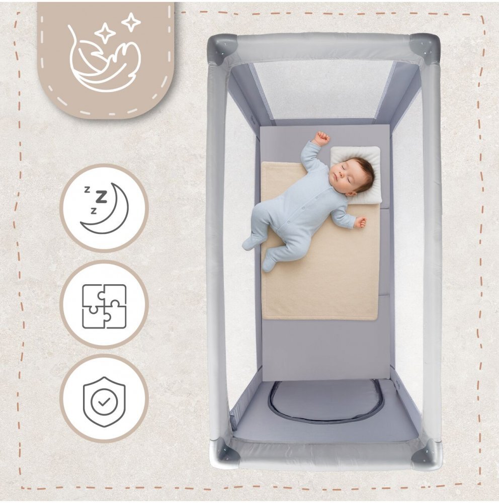 MalPlay Saltea pliabila de calatorie pentru patut copii design pliabil umplutura spuma poliuretanica cu geanta de transport inclusa dimensiune 120x60 cm grey