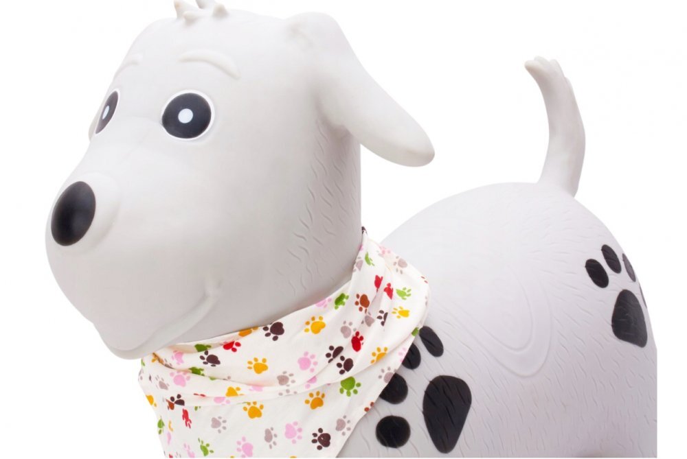 MalPlay Saritor gonflabil pentru copii White Dog din cauciuc rezistent cu Pompa si Esarfa colorata detasabila 52 x 46 x 24 cm