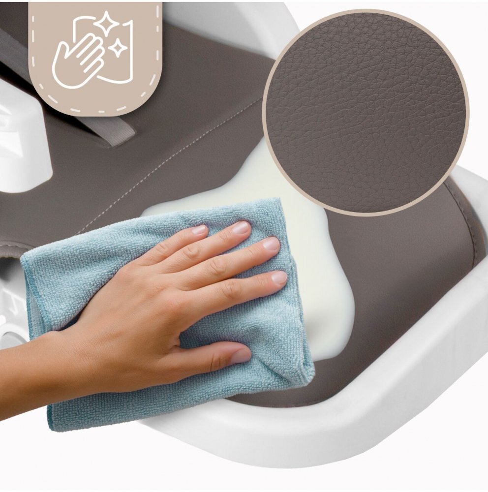 MalPlay Scaun de masa 2 in 1 pentru bebelusi si copii Deli grey model pliabil tavita dubla detasabila echipat cu 2 roti