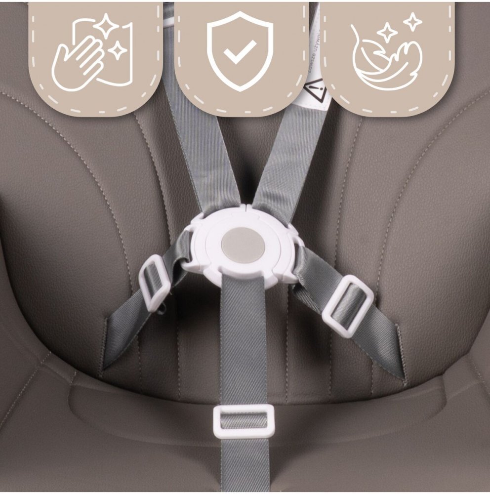 MalPlay Scaun de masa pentru copii Grey reglabil multifunctional 3 in 1 cu centuri de siguranta tavita detasabila si reglabila