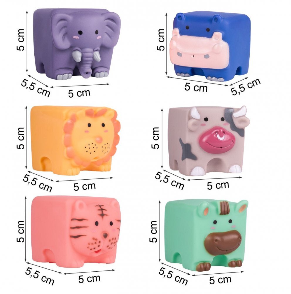 MalPlay Set 6 jucarii de baie din cauciuc moale Happy Animals