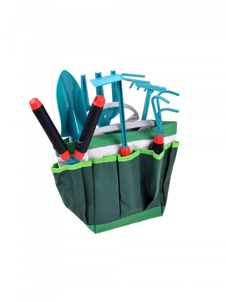 MalPlay Set complet cu ustensile de gradinarit pentru copii cu sort palarie si gentuta de transport inclusa