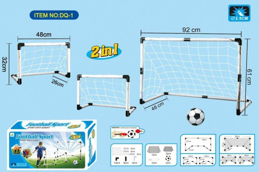 MalPlay Set complet fotbal pentru copii 2in1 include poarta mare si 2 porti mici de antrenament cu minge si pompa inclusa