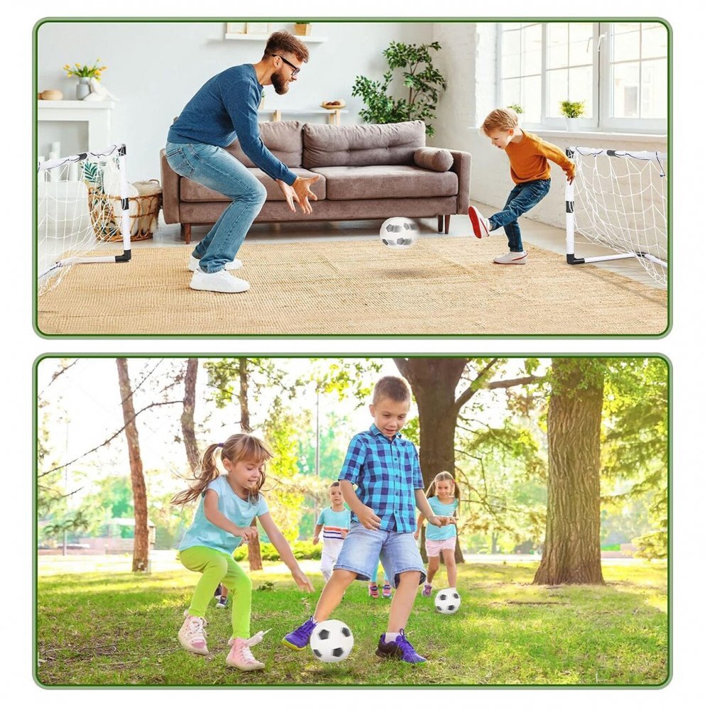 MalPlay Set complet fotbal pentru copii 2in1 include poarta mare si 2 porti mici de antrenament cu minge si pompa inclusa