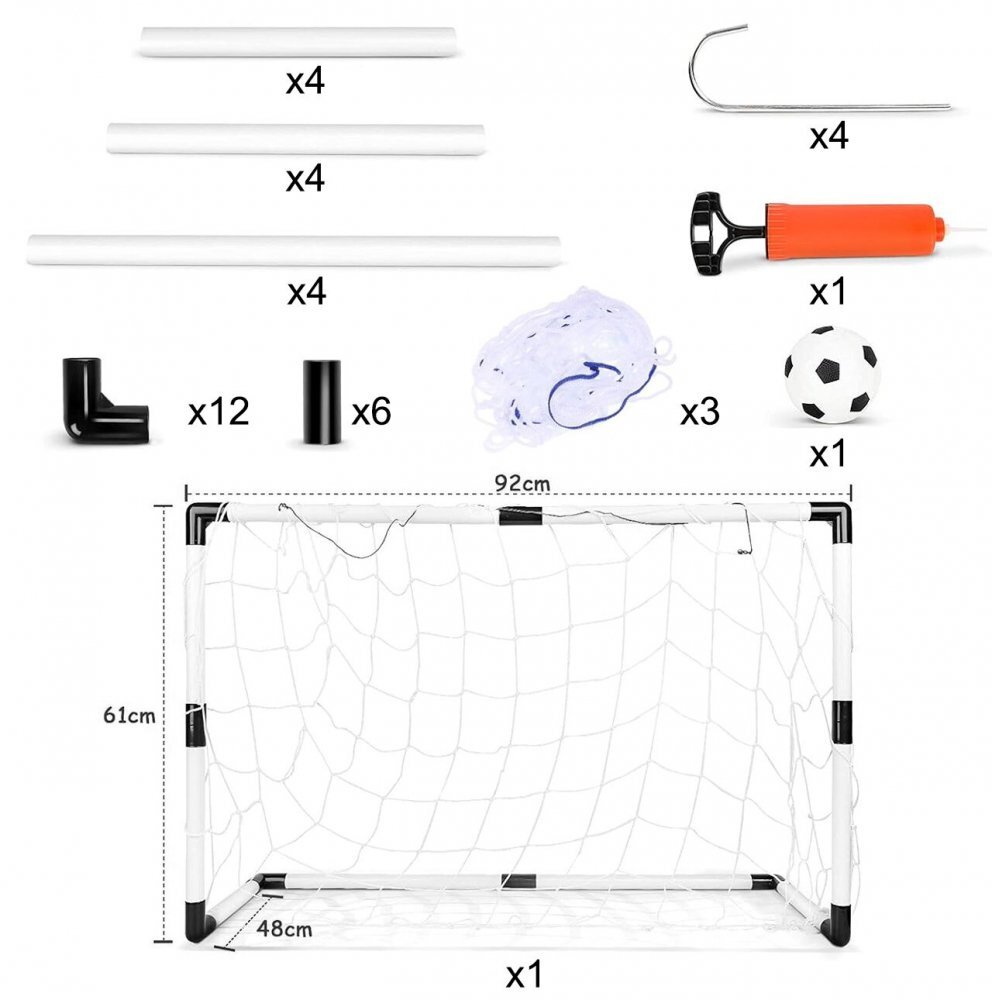 MalPlay Set complet fotbal pentru copii 2in1 include poarta mare si 2 porti mici de antrenament cu minge si pompa inclusa