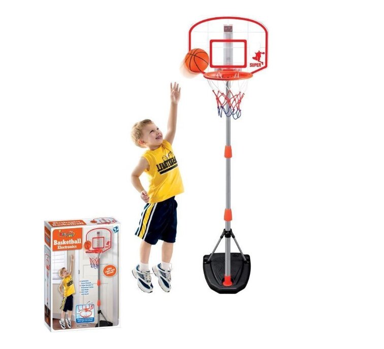 MalPlay Set de baschet cu minge pompa Contor electronic de puncte si Inaltime reglabila 97-170 cm