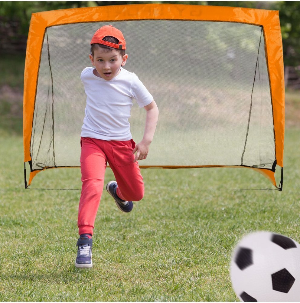 MalPlay Set de fotbal cu Poarta XL pliabila minge si pompa inclusa 120 x 90 cm Orange