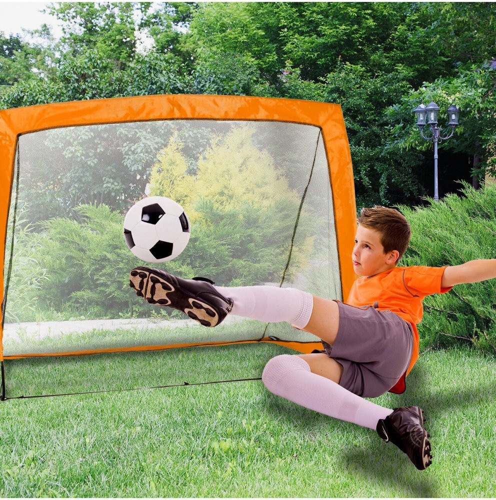 MalPlay Set de fotbal cu Poarta XL pliabila minge si pompa inclusa 120 x 90 cm Orange